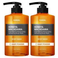 Kundal Honey & Macadamia Body Wash Baby Powder Fragrance, 500ml, 2 units black