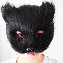 Pliušinis Helovino Cosplay Rinkinys: Katės Kaukė, Lapės Uodega, Vilko Ausys ir Letenų Pirštinės One Size black