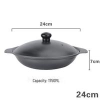Honkongo stiliaus ketaus molio puodo troškintuvas troškintiems vištienos ryžiams 24cm clay pot with iron lid gray