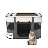 Benebomo Rectangular Foldable Pet Playpen with Storage for Cats and Easy with Mesh Suitable for Indoor and Outdoor Use Bag, Dogs, Assembly, Roof, pilka spalva