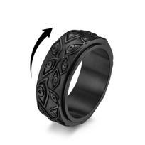 Rotatable Stainless Steel Spinner Fidget Ring For Women Men Retro Star Skull Cross God Eyes Irregular Rings For Stress Relieving 12 black