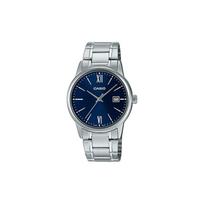 Casio STANDARD serija, paprastas retro mažas apvalus laikrodis, verslo mada ir laisvalaikis, kvarcinis mechanizmas, nerūdijančio plieno apyrankė, japoniškas MTP-V002D-2B3 mėlyna
