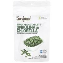 Sunfood, Super Seaweed Tablets, Spirulina and Chlorella, 250 mg, 228 150 ml tablets, 2 oz (57 g)