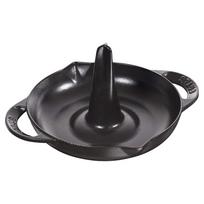 staub Roaster 24cm Enamel Cast Oven Dish Roast Chicken Grill Japanese Vertical Chicken Roaster  Chicken Black  [Authorized Product] 40509-339 juoda