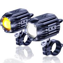 Kaedear Motociklo LED Projektorinis Rūko Žibintas Pagalbinis Žibintas Universalus 30W x 2 Žibintai Balta 6000K Geltona 3000K Kelvino 12V Vandeniui atsparus IP67 gray