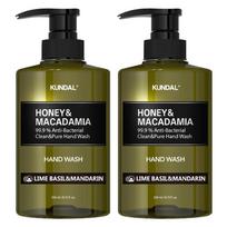 Kundal Honey & Macadamia Clean & Pure Hand Wash Lime Basil & Mandarin Fragrance, 2 packs, 258ml black