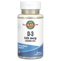 KAL, D-3, 125mcg (5,000IU), 60 tablets