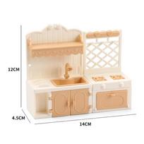 [J] 1/12 Dollhouse Simulation Kitchen Display Cabinets Model Dollhouse Miniature Kitchen Furniture Decoration Pretend Play Toys beige