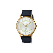 Casio Standard Series 50M Waterproof Quartz Movement Leather Strap Watch Men watches Silver MTP-B120GL-7A Silver Dial white
