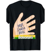 Men'S Black Short Sleeve DEUS FAMILIA BRASIL Hand Bolsonaro Name | Casual T-shirt with Crew Neck, Slight Stretch Fabric, Regular Fit, 4XL juoda