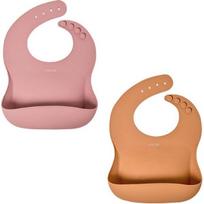 Lalabee silicone bib 2-piece set, red, yellow, 1 set brown