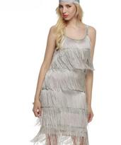 Suknelės su kutais, moteriškos Sexy Summer Flapper Beach Dress Strip vakarėliui skirtos ilgos suknelės M sidabras