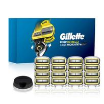 Gillette 2024 ProShield Yellow Razor Blade 16p + Razor Stand Set ,Korean razor blade blue
