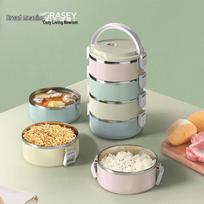 Guangyi Macaron 4-Layer Insulated Stainless Steel Lunch Box gray