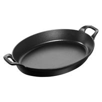 staub Sukraunamas Indas Juodas Emaliuotas Ketus Japoniškas Indas  Ovalus 32cm  [Autorizuotas Produktas] 40509-342 juoda