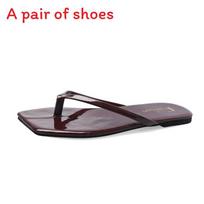 Flip Flops For Women Summer Beach Lightweight Rubber Sole Casual Footwear 39 vyno raudonos spalvos