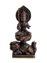 Budos statula Manjusri Bodhisatva Budistų Hideun Makita Originalus modelis Zodiako metais globėjas pagrindinis atvaizdas Zodiakas Takaoka tamsiai ruda spalva