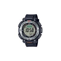 Casio PRO TREK serija - Diskretiškas skaitmeninis ekranas, sportinis laiko matavimas lauke, atsparus vandeniui radijo bangų signalui, saulės energija, kvarcinis mechanizmas, dervos apyrankė, PRW-3400-1PR pilka spalva