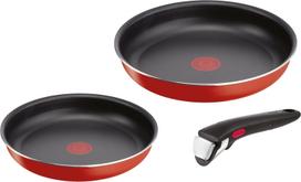 Tefal puodų ir keptuvių rinkinys su nuimama rankena, tinkamas dujinei viryklei, be kenksmingų medžiagų, tokių kaip Neo Paprika raudona L15193, 3 dalių rinkinys, tik, PFOA, raudona