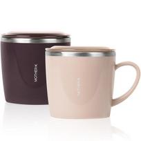 Mother K stainless steel cups (2 types) + lids (2 types) set, beige, violet, 1 set beige