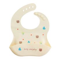 Elicoco Silicone Bib, 2 Pieces, 1 Piece, Popcorn Bear beige