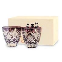 Tajima Glass Star Kiriko Glass Cup Pair Purple beige