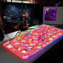 K-KirbySE Kawaii Mouse Pad RGB Backlit Mouse Pad Laptop Mouse Pad Laptop Gamer Computer Desk Gaming Accessories RGB600x300x3mm gray
