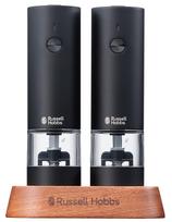 Russell Hobbs Elektrinis Malūnėlis Įkraunamas Druska ir Pipirai Akmens Druska Pipirai Prieskoniai Grubumas Reguliuojamas Mini Rinkinys iš 2 Juodas 7942JP-BK black