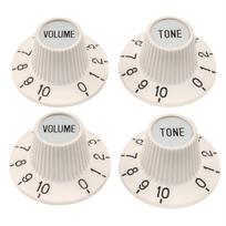 Musiclily Pro Top Hat Knob Sombrero Knob Inch Standard Volume Tone Electric Amp Aged White Guitar/Bass Effector, (2VOL.+2TONE Set) beige