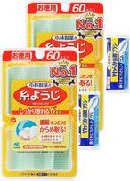 Kobayashi Pharmaceutical Dantų siūlas su laikikliu 60 tarpdančių valymui, Minkštas tarpdančių šepetėlis x 2 pakuotės ir siūlas, Vnt., (Įskaitant pavyzdžius) žalia