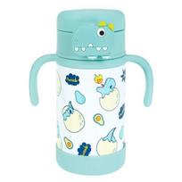 Nuby Children's Stainless Steel Button Straw Cup 280ml, Dinomint, 1 piece white