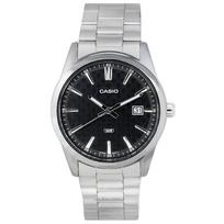 „Casio“ analoginis nerūdijančio plieno juodas kvarcinis ciferblatas MTP-VD03D-1A MTPVD03D-1 vyriškas laikrodis juoda