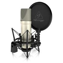Behringer kondensatorinis mikrofonas, didelis diafragmos, kardioidinis kryptingumas, XLR jungtis, su pop filtru, TM1 kabelis/apsauginis dangtelis/amortizatorius