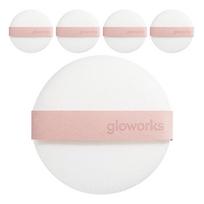 Gloworks Powder Cushion Puff 5p, mixed colors, 1 piece white