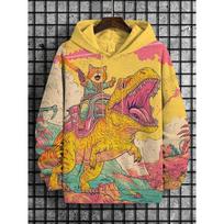 Mens Hoodies Astronaut Cat 3d Print Hoodie Men Women Fashion Long Sleeve Hoodie Sweatshirt Oversized Coat Women Sweats Sudaderas 4XL yellow