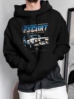 unisex Hoodie, Retro Rally Culture, Escort Road Legend Graphic, Pullover Hoodie, Vintage Automotive Style, Casual Daily Wear Fall Winter, Front Pocket XXXXL black
