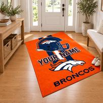Denver Broncos Custom Name Personalized Rug Non‑Slip Doormat Floor Carpet Housewarming Birthday Gift for Family Friends 40cmx60cm red