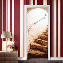 Door Stickers 3d Stickers Waterproof Door Mural Self Adhesive Pvc Sticker Removable Wall Decal For Home Office Decoration Cherry Pattern Matches the image,38.5X200cmX2pcs