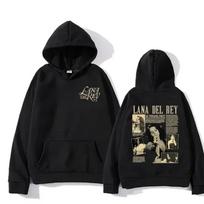 Lana Del Rey Singer's Casual Hoodie Unisex Harajuku Style Long Sleeve Sweatshirt Printed Street Trendy Sweater XL black