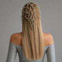 Elegant Multi-Layer Pearl Hair Hoop Women Wedding Bridal Gown Accessory Statement Headband With Rhinestone Chain Detail Multi-layer Imitation Pearl Hair Accessory brown