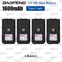 1/2/4PCS Original Baofeng 5R Mini Battery 1600mAh Type-C Jack for UV-5R Mini Walkie Talkie Radio Accessories Belt Clip Optional