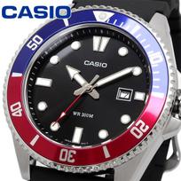 CASIO Standard Sports 20 ATM Water Blue x Red Urethane International Watch, Resistant, MDV-107-1A3V, Bezel, Band black