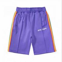 Unisex Casual Shorts With Side Rainbow Stripe Palm Angel Design Cotton Blend Straight Fit Sport Pants Medium violetinė