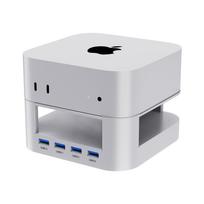 ZepSon Mac Mini M4 Hub One Many Mac Mini M4 Pro Docking Dedicated Stand Data Transfer USB-C - Hub, Values, Station, Dock, USB-A 4, High-Speed gray