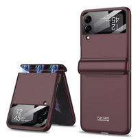 Flip5 Flip6 magnetinis dėklas Samsung Galaxy Z Flip 6 5 4 3, pilna apsauga, vyris, prabangus dangtelio korpusas, kameros stiklas ant Z Flip 3 4 For Galaxy Z Flip 5 tamsiai raudona spalva