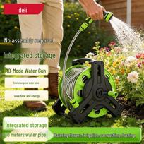 Deli High-Pressure Car Wash Water Gun with Hose Cart beige