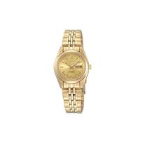 SEIKO 30 meters waterproof depth Automatic Steel Strap women's watch gold dial SYMA38K1 mėlyna