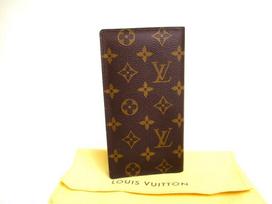 Autentiška LOUIS VUITTON Monogramos Rudo Odos Atverčiama Čekių Knygelės/Banknotų Piniginė #a160 Atidaryta dėžutė