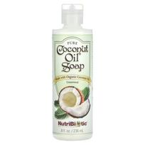 NutriBiotic, Pure Coconut Oil Soap, Unscented, 8 fl oz (236 ml) white