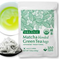 NAKANE TEA INC. Matcha Green Tea Tea Bags, 100 Tea Bags (2g x 100 Tea Bags), Organic Japanese Tea from Shizuoka Prefecture blue